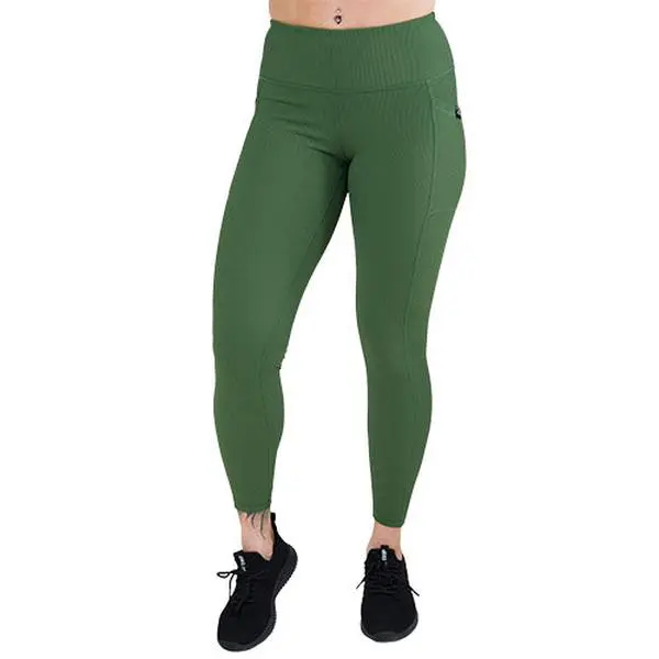 CVG Ribbed Leggings Hunter Green, Nylon, Elastic Waistband, Capri Length, High Waist, Spandex Blend, Loose Fit, High Waisted Leggings, Flattering Fit Athletic Pants Athletic Bottoms