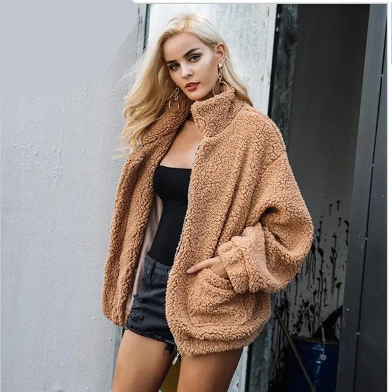 Women's Fashion Winter Coat Sherpa Fleece Faux Fur Shearling Oversized Trendy Jackets Warm Outerwear