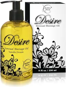 Desire Sensual Massage Oil for Couples | All-Natural Sweet Almond, Grapeseed & Jojoba for Smooth Glide & Soft Skin | 8oz