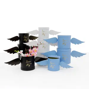 Set of 3, Round Flower/Gift Boxes, Love Can Fly, Various Colors | W661