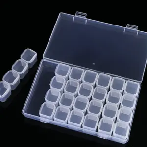 28 Grid Diamond Painting Rhinestone Storage Box, Transparent Plastic Organizer for Embroidery Supplies and DIY Crafts, Portable Art Storage Solution
