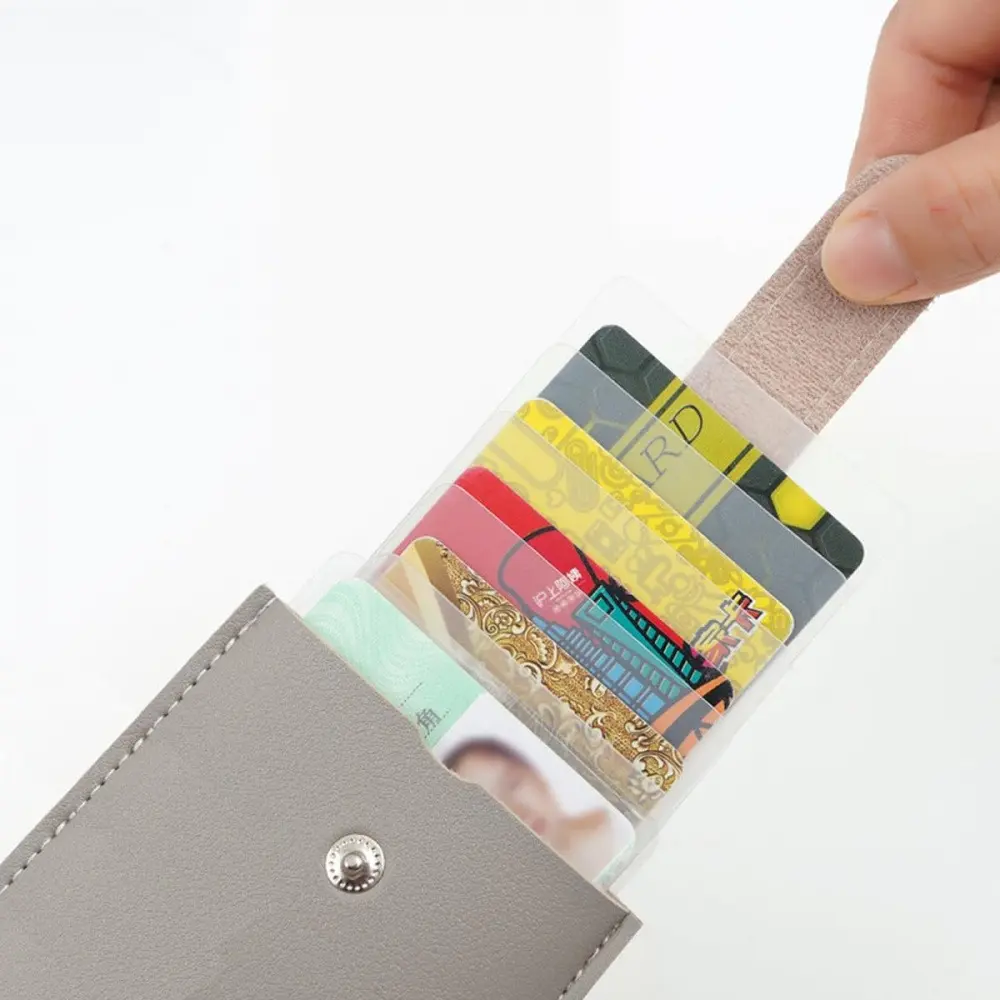 Pull-out Card Holder, Slim PU Leather Card Wallet, Multi Slots Card Case for ID Credit Cards Business Cards