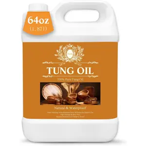 64 OZ 100% Pure Tung Oil for Outdoor Furniture & Indoor Wood - Food Grade, Sealer & Finish for Teak, Floor & Cutting Boards