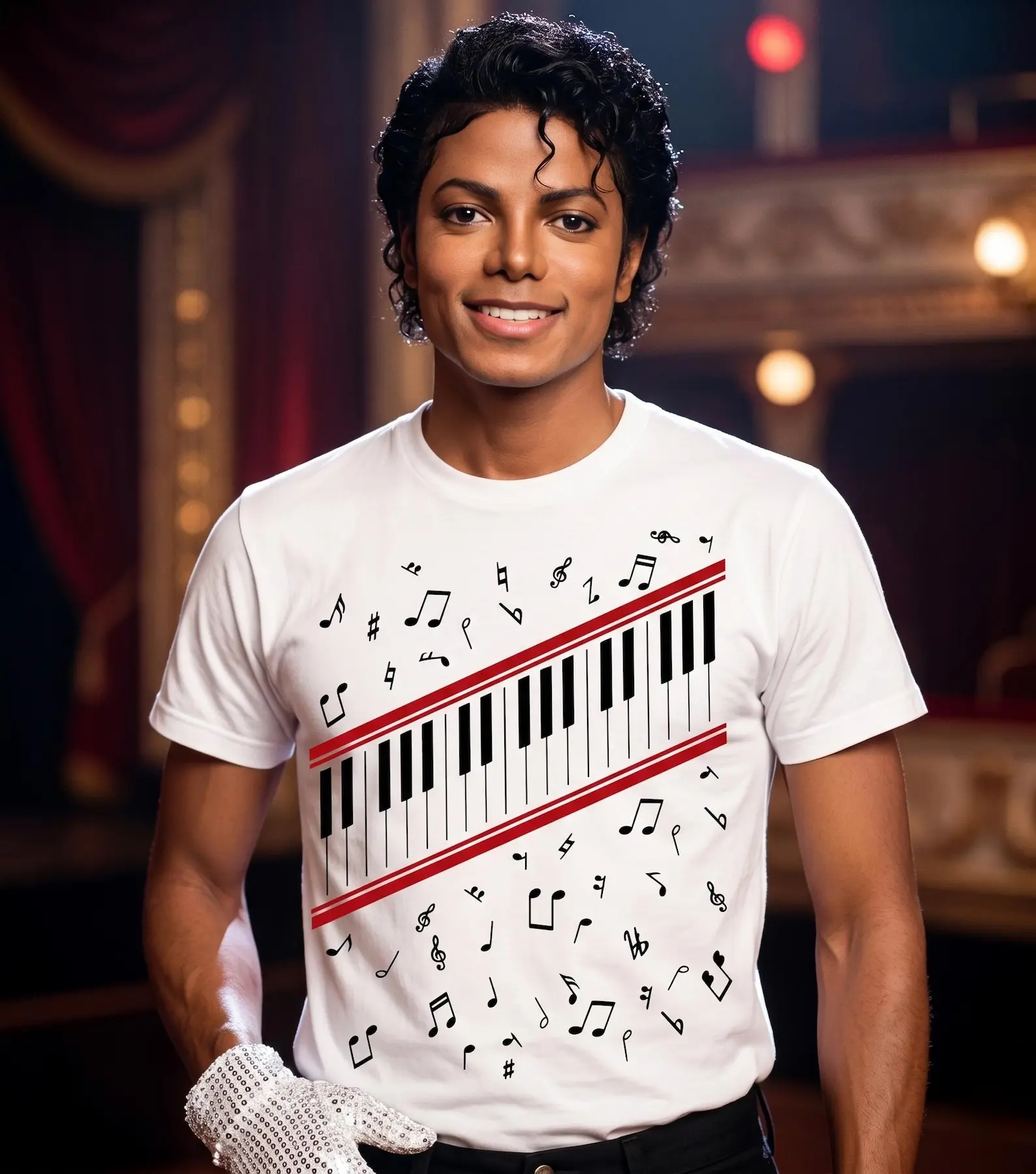 Michael Jackson Beat It Piano Keys T Shirt, King of Pop Music Tee