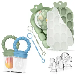 O’doe Silicone Baby Popsicle Molds & 2 Feeders with 6 Nipples 2 Clips 18-Hole Freezer Tray BPA-Free for Teething Relief & Baby Food Storage