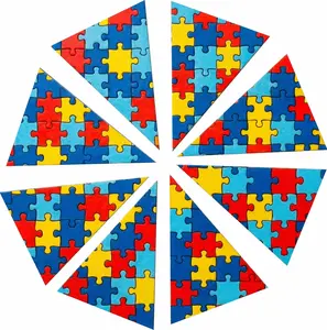 Autism Support Puzzle Pieces 8 Section Reflective Helmet Flag Easy Peel and Stick Decal Set for Traditional Helmets