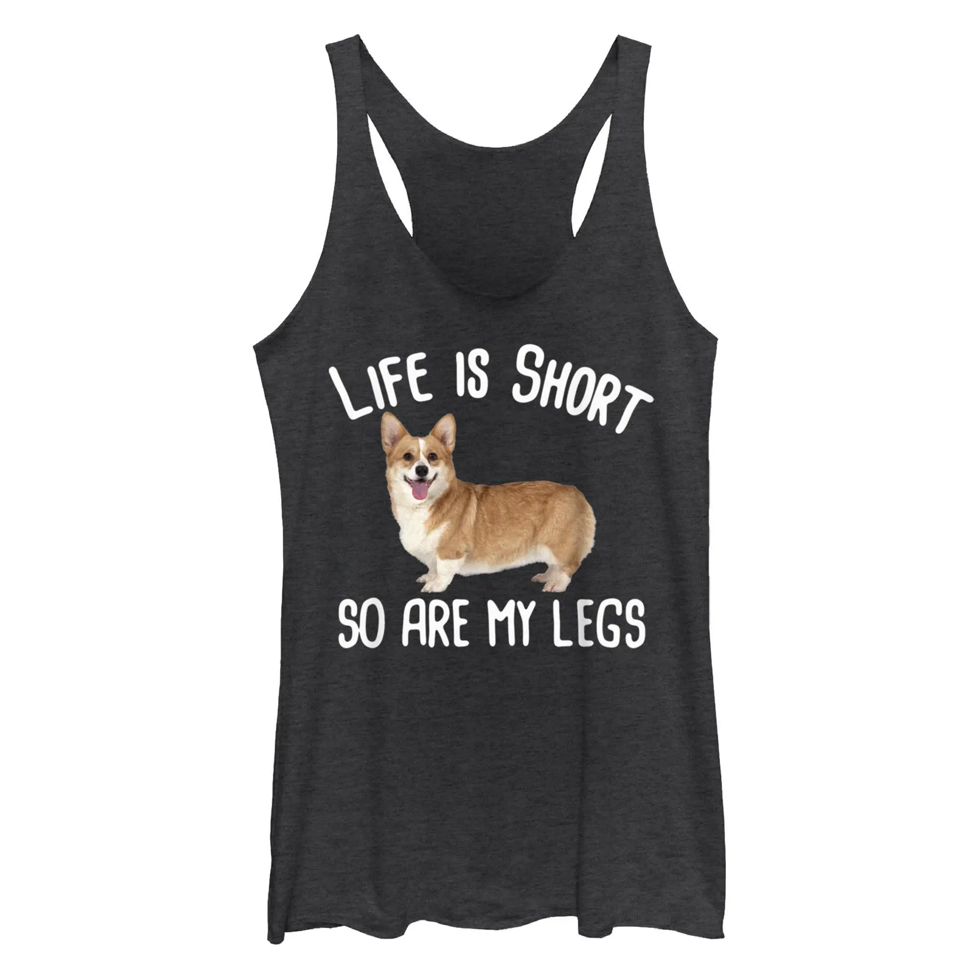 Women's Lost Gods Corgi Life Is Short Racerback Tank Top