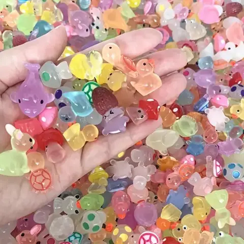 50pcs Cute Mini Animal Ornaments, Interesting Luminous Animals, Colorful Small Decorations, Resin Animals Variety Pack, Suitable For Aquariums, Landscape Decorations, Easter Gifts