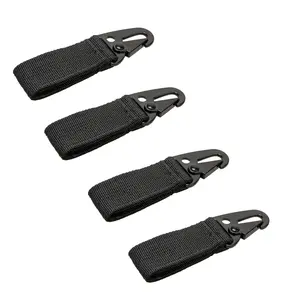 4Counts/Set High-Strength Nylon Tactical Keychains, Multi-Function Hooks & Straps for Backpack Belt Gear Attachment, Durable Sturdy for Hiking Camping EDC Daily Carry