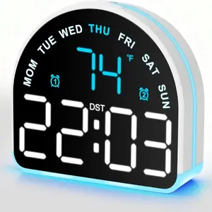 Digital Alarm Clock for Heavy Sleepers, Super Loud Alarm with Gentle Wake-Up Light, LED Digital Display with Time & Temperature, Adjustable Brightness, Compact Bedside Clock for Bedroom
