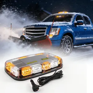 48-LED Roof Emergency Flashing Warning Light Bar, 12-24V High-Visibility Safety Mini LED Strip with Magnetic Base for Snowplows, Construction Vehicles