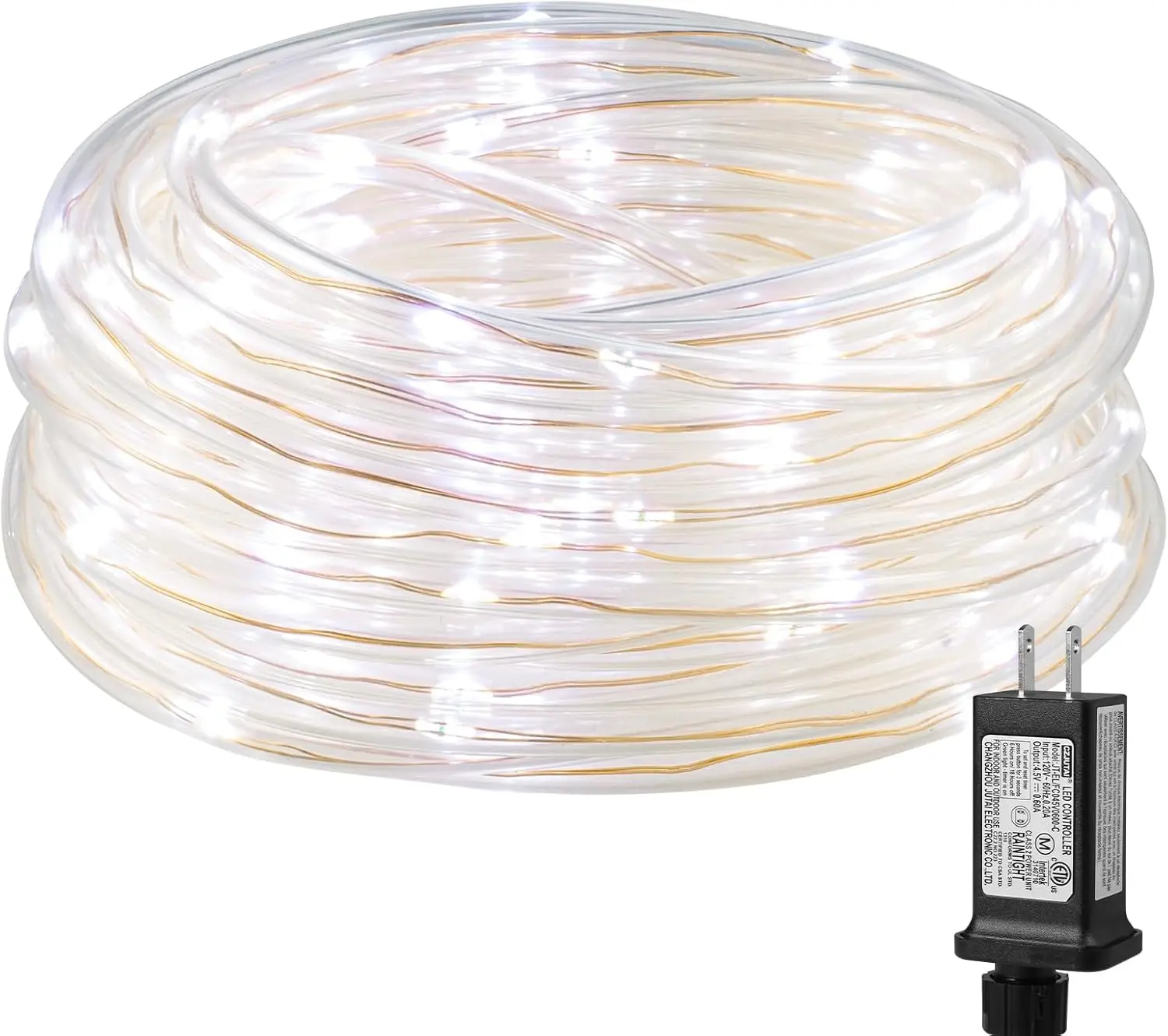 Lighting EVER Plug-in LED Rope Lights, 1/4 in Pencil-Size Small Tube, 33 ft 100 Copper Wire Outdoor Waterproof, 6000K Cool White Thin Rope for Railing, Fence (Not Connectable), Led Outdoor Waterproof