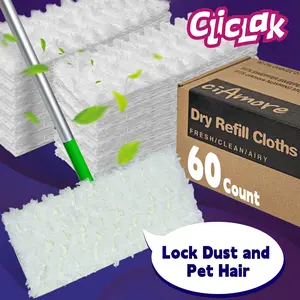 Dry Mop Pads Refills 60 Count for Pet Hair and Dust, Compatible with Swiffer Sweeper, Disposable Sweeping Cloths for Floor Mopping and Cleaning