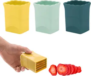 [New Deal] 3PCS Strawberry Slicer  - Fruit Slicer Cup, Strawberries Cutter Cup, Speed Cutter for Banana & Grape Eggs - Portable Kitchen Tool