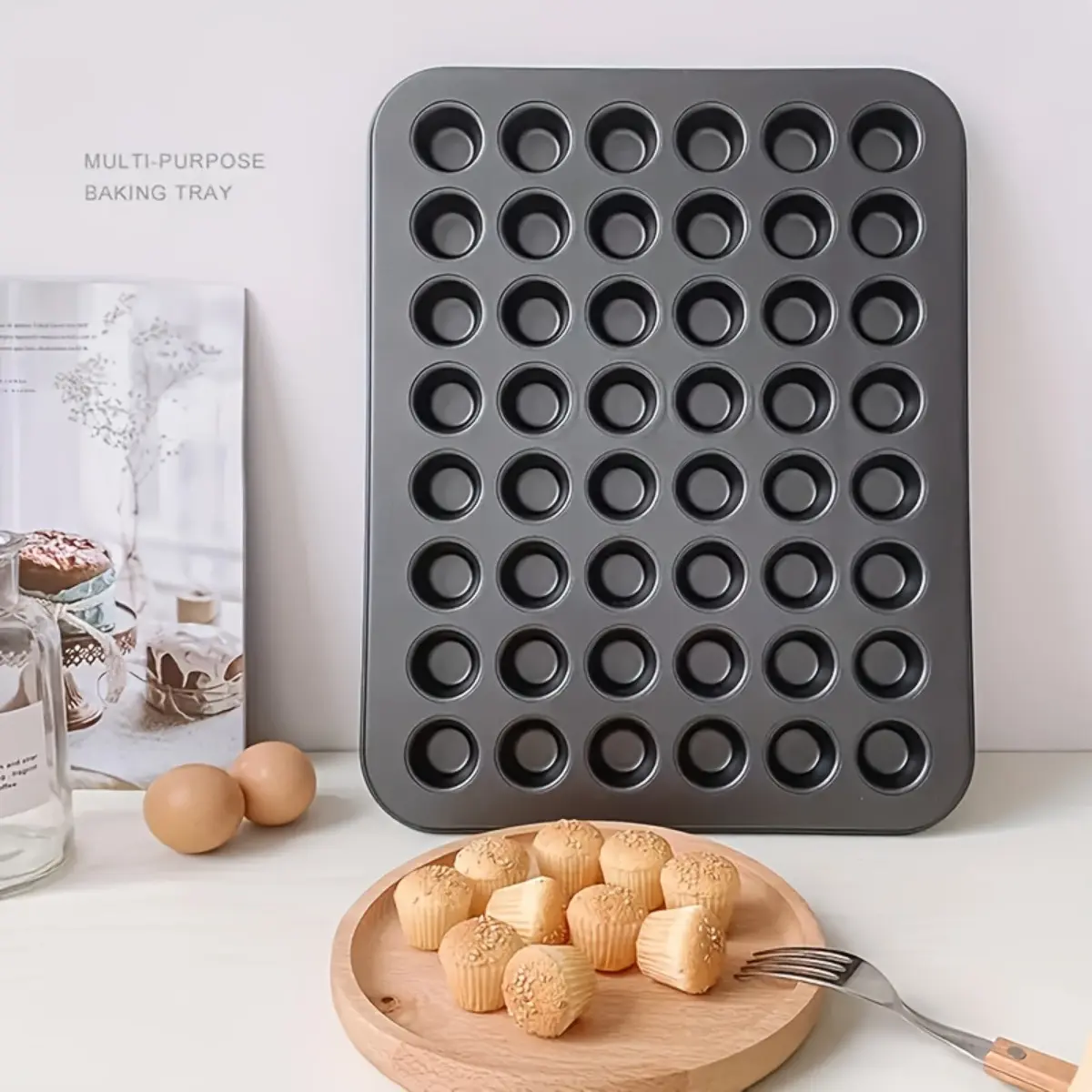 Heat Resistant Mini Pancake Mold, 35 Hole 48 Hole Multifunction Steel Baking Pan for Cup Pancakes, Mini Donuts, Cream Puffs, Muffins and Bite Size Treats, Ideal for Home Baking, Parties, Market Stall and Commercial Use