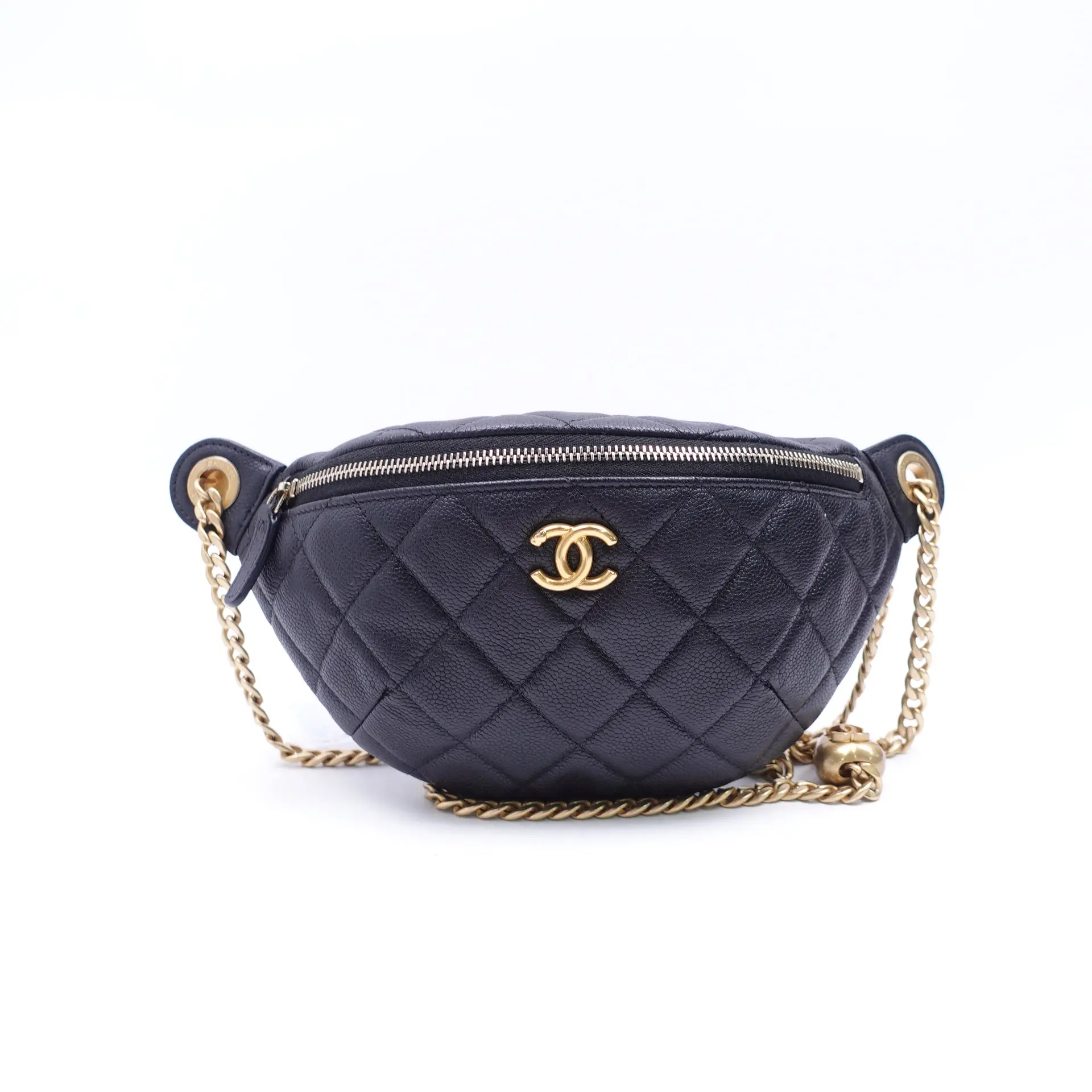 Pre-owned CHANEL Calfskin Belt Bags Black Leather Belt Bag T10411821