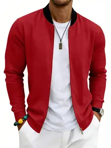 2026 New Men's Classic American Vintage Pilot Zipper Baseball Long Sleeve Jacket, Simple Design, Casual Outerwear, Trendy Fashion for Men