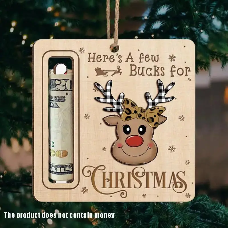 Reindeer Pattern Money Holder, 1 Count Modern Wooden Hanging Ornament, Christmas Tree Decoration, Festive & Party Supplies, Home Decor Ornament