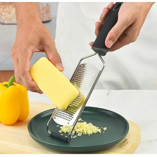 Professional Stainless Steel Cheese Grater with Handle - Durable Rustproof Handheld Flat Grater for Cheese Grating, Lemon, Chocolate, with cover, Kitchen Utensil