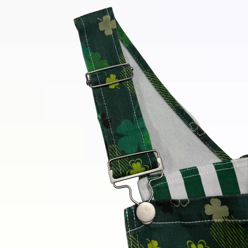 Yuanbang St Patrick's Day Overalls for Men Lucky Irish Romper Green Stripes Print Bib Stretch Denim Coveralls Adjustable Straps Jumpsuit Holiday Menswear Festival Beer Party Mardi Gras Outfits Dad Gifts Football Outwear