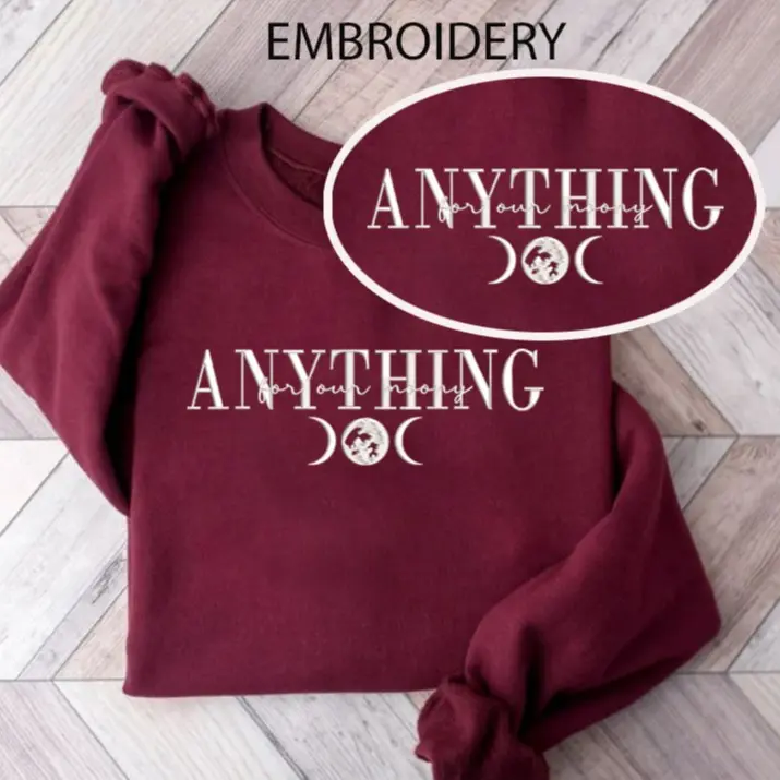Embroidered Anything For Our Moony Sweatshirt, Harry Fandom Unisex Sweatshirt, Marauders Embroidered Sweatshirt, Wizard Book Gift Crewneck, Wizard Sweater, HP Books Inspired Tee