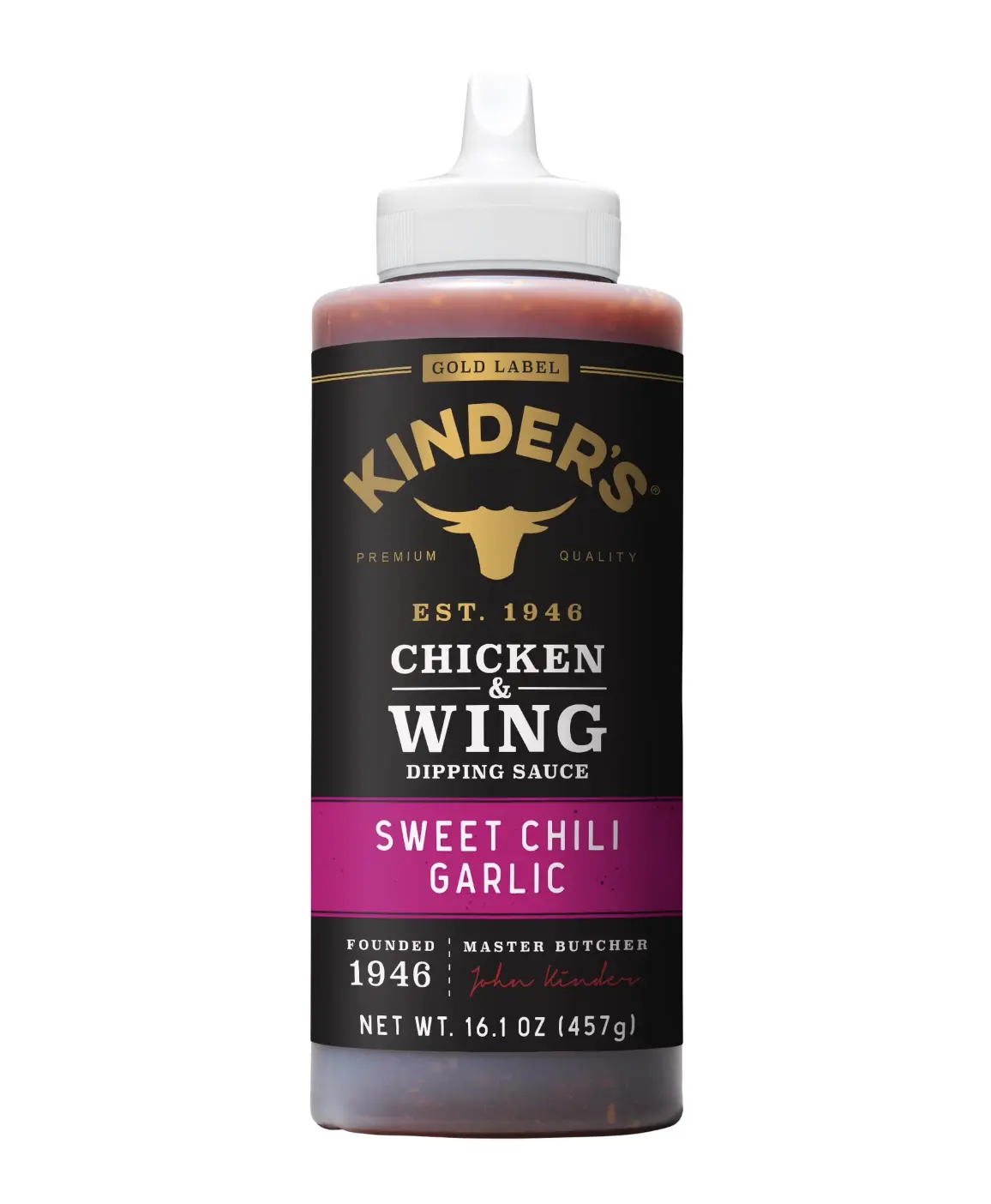 Kinder's Gold Label Sweet Chili Garlic Dipping Sauce for Chicken and Wings, 16.1 oz Bottle