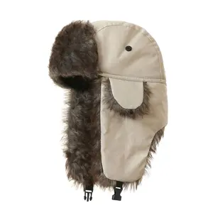 Mens Solid Color Plush Lined Warm With Cap Ear Flap Mask, Casual Outdoor Sports Skiing Hat for Fall & Winter, Fashion Accessories for Daily Life