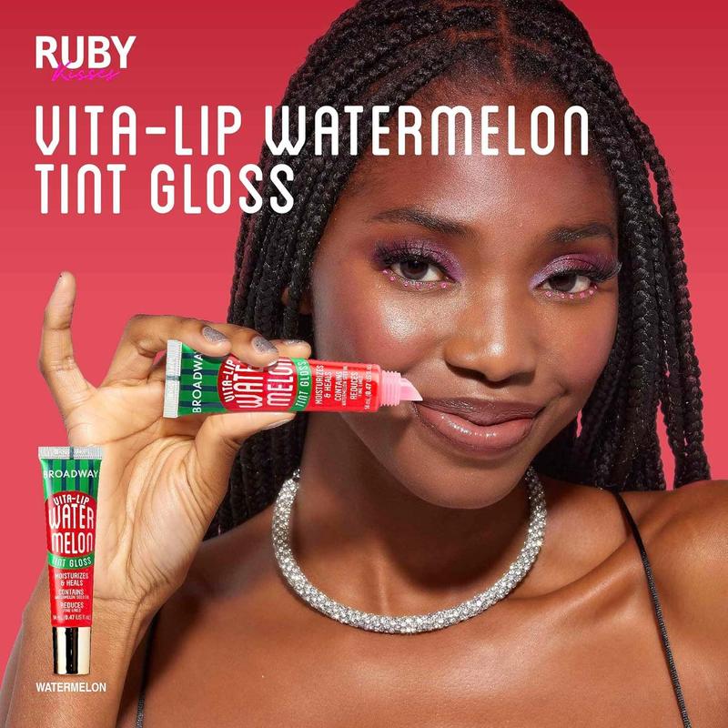 Ruby Kisses Broadway Vita-Lip Tinted & Clear Lip Gloss Set (6 Pack) Ultra-Hydrating & Soothing Formula with Vitamins, High-Shine Non-Sticky Finish Lip Balm, 3 Pcs Watermelon + 3 Pcs Grape Seed