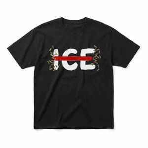 Streetwear "ICE" Graphic Tee,Bold Red Paint Strike Design,Edgy Distressed Statement T-Shirt,Oversized Unisex Cotton Top