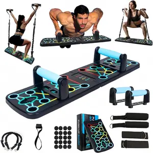 Portable Foldable Push Up Board, 11pcs/set Multifunctional Push Up Bar with Resistance Band, Home Gym Fitness Equipment for Men & Women, At Home Gym Equipment, Push Up Stand