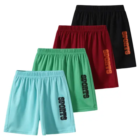 #SummerVibes 4-piece boys' spring and summer sports shorts children breathable and comfortable fashion Joker letter design children's outdoor shorts Suitable for ages 3-10