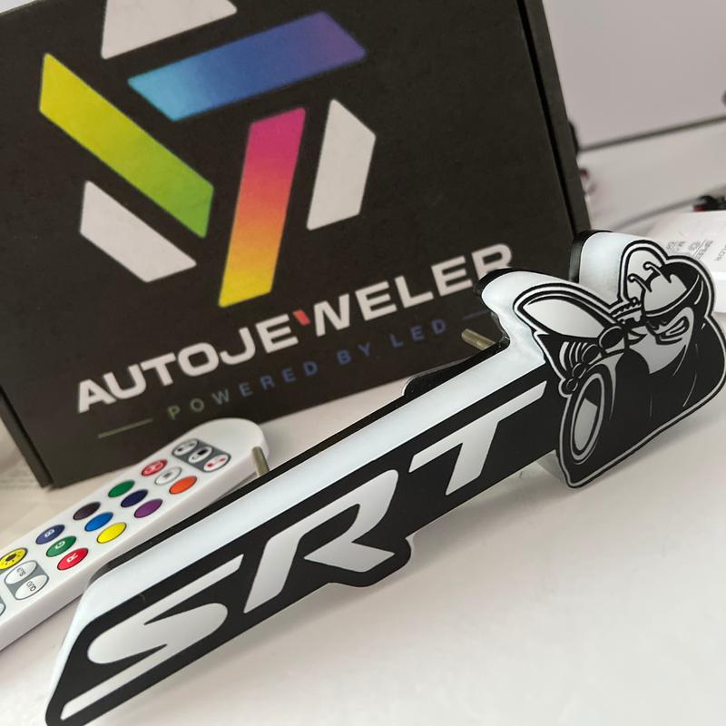 Dodge SRT Scat Bee LED Grille Emblem — RGB Flow-Series, Frosted Lens, App + Remote (Dual Control)