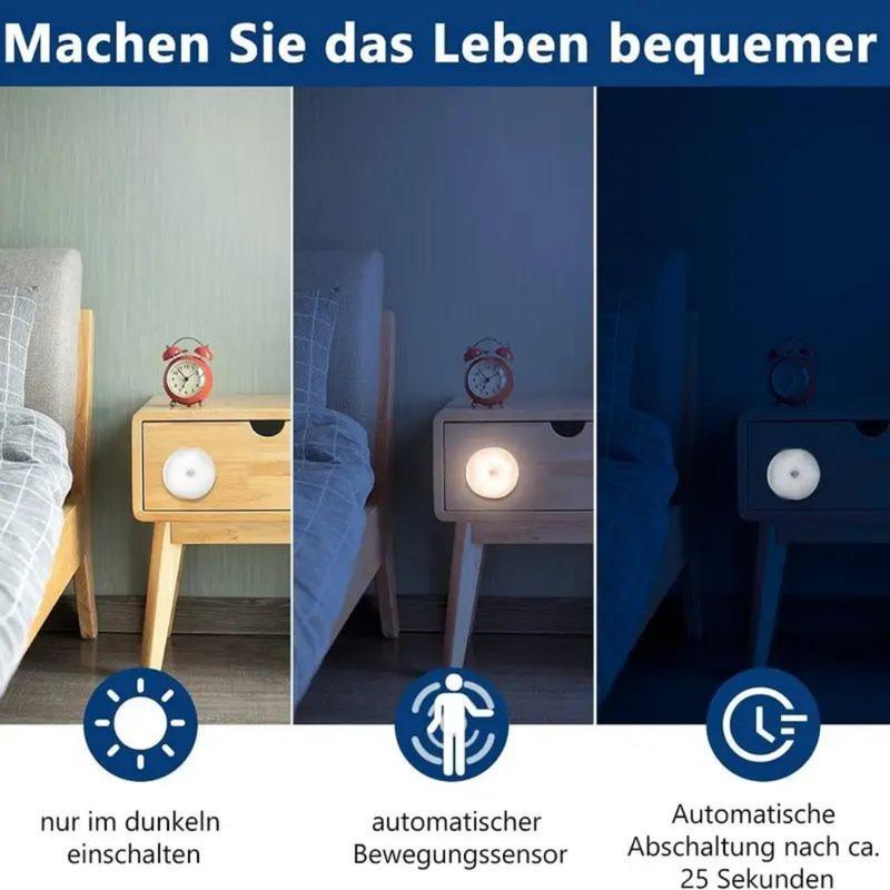 5-10 LEDs Motion Sensor Light, USB Rechargeable Round LED Light, Dimmable Night Light for Bathroom, Storage Cabinet, Stairway, Corridor & Office Space