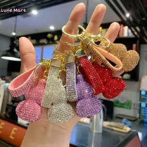 Rhinestone Gourd Keychain Bling Crystal Calabash Bag Charm With Faux Leather Strap Fashion Lucky Pendant Key Ring In Multiple Colors