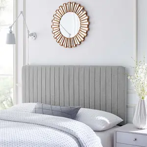 Modway Milenna Channel Tufted Upholstered Fabric King/California King Headboard in Light Gray