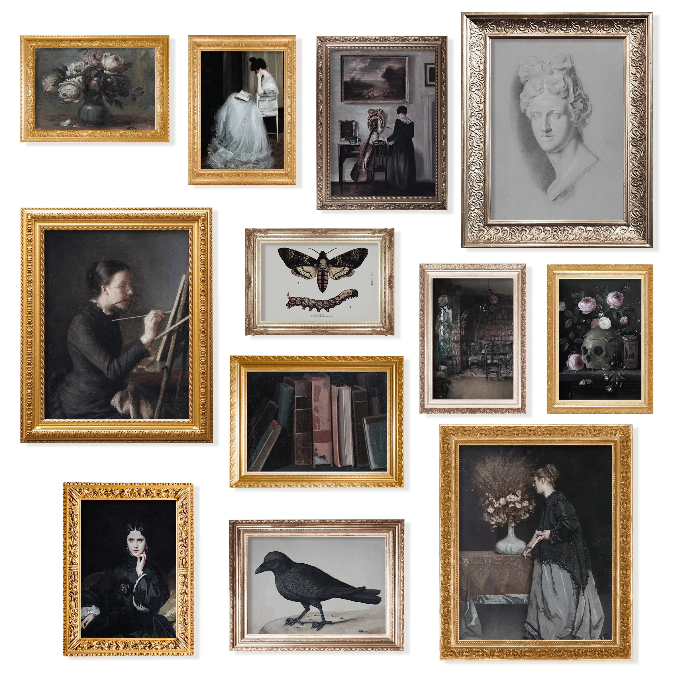 97 Decor Dark Victorian Antique Lady Portrait Wall Art Prints - Goth Aesthetic Vintage Posters for Home Bedroom, Garage, Balcony Box Decoration