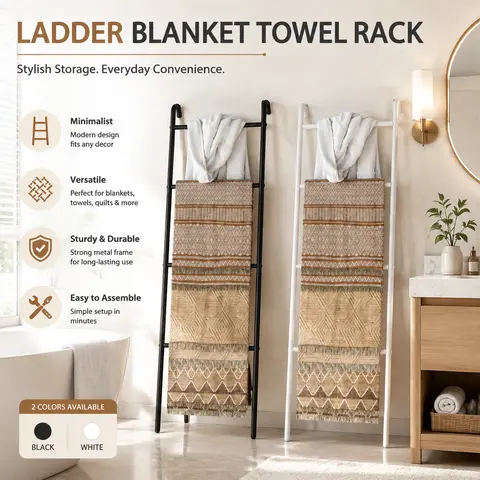 SUOERNUO 4-Layer Thick Metal Towel Holder - Wall-Leaning, Antirust, Hangable Organizer with Spray Function, Durable Stable Space-Saving Modern Bathroom Accessory, 44*41.5*153cm Home Decor for Bathroom Bedroom