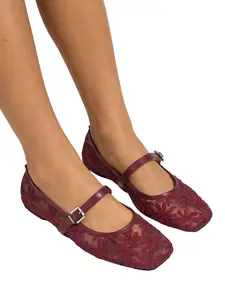 Elegant Embroidered Ballet Flats, Comfortable Square Toe Design, Adjustable Buckle Strap, Perfect for Casual & Formal Wear