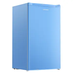 Upstreman mini fridges 3.2 Cu.Ft with Freezer Compact Single-Door Fridge for Dorm Office Bedroom BR321 Adjustable Temperature Thermostat Energy Efficient Quiet Operation Blue Fridge drink fridge skincare fridge refrigerator Reliable Customer Service