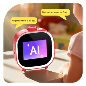 PRUNUS T05 AI Voice Assistant Alarm Clock for Kids, Red Alarm Clock with Daily Routines & Fights Procrastination with Visual Pomodoro Timer, Habit Coach for Boys Girls 3-18