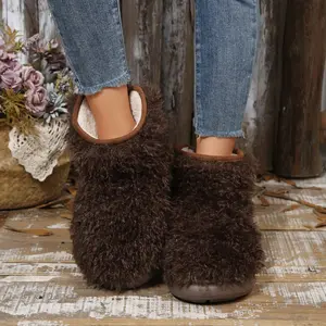Cozy Plush Lined Ankle Slipper Boots for Women Winter Indoor Outdoor Shoes Warm Mini Snow Boots