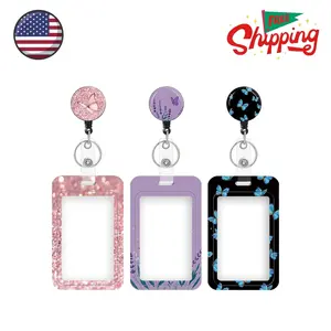 3 Set Heavy Duty Badge Holder with Retractable Reel Butterfly