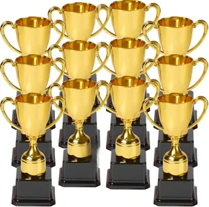 Fun Gold Plastic Trophies - 12 Pack - 7 Inch - Award Trophy Cup Set for Superstar Kids - Champion Celebrations, Sports Galore, and Victory Vibes - Desktop Toy