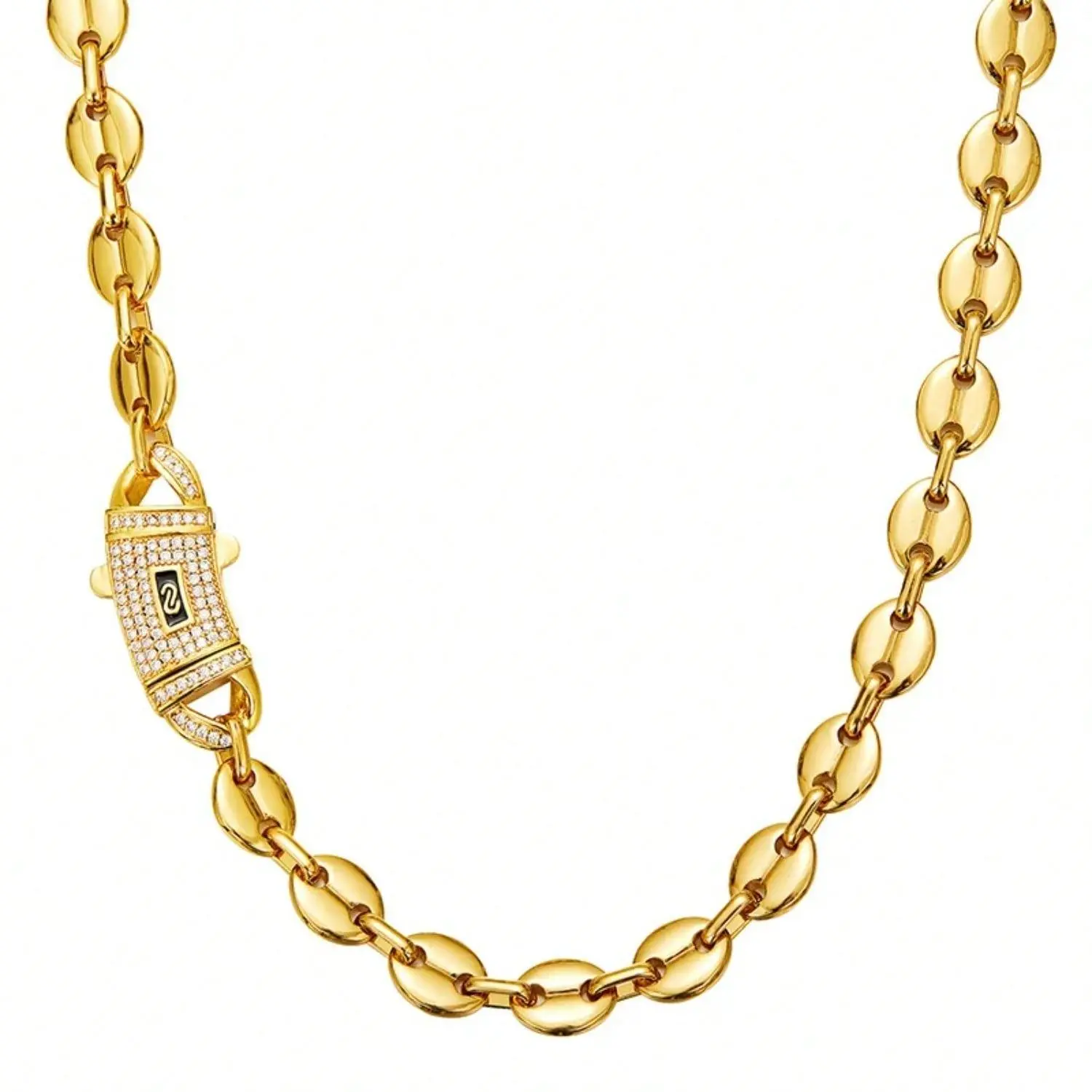 14K Gold Plated Stainless Steel Coffee Beans Chains Necklace Link Chain for Men Women Bling S LOGO Jewelry
