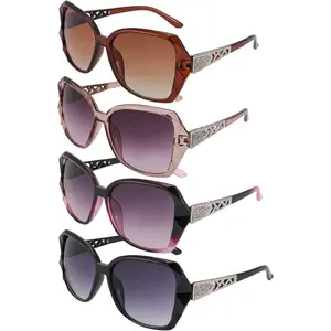 4 Pcs Women Large Sunglasses, UV 400 Glasses Oversized Polarized Sunglasses Classic Trend Ladies Sparkling Rhinestone Large Frame Sunglasses for Women