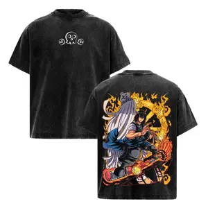 Benimaru Shinmon Double Printed Vintage Washed Oversized Graphic Tee–Fire Force T-Shirt for Anime Lovers, Heavyweight Cotton Streetwear Unisex Top,Cool Special Fire Force Art,Perfect Gift Idea, 90s Graphic American Casual Short Sleeve Tee,Gym & Streetwear