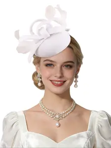 1PC Fascinators Hat Flower Mesh Ribbons Feathers on a Headband and a Clip Tea Party Headwear for Girls and Women,Beret Chic Solid Beanie Hat Stretchable Classic Beret
