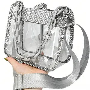Stadium Approved Clear Crossbody Bag for Women – Waterproof PVC Transparent Purse with Adjustable Strap, Lightweight Event Bag for Concerts, Sports Games, Festivals, Travel & Game Day Use