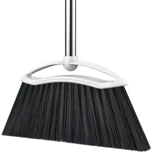 Heavy Duty Broom, 54-inch Adjustable Long Handle Angle Brooms Large Brooms for Sweeping Indoor and Outdoor Commercial Broom for  Kitchen Patio Garage Porch Courtyard Classroom, White