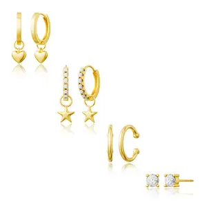 4PCS Gold Heart Huggie Hoop Earrings for Women, 14K Gold Plated Small Heart Hoop Earrings, Women Accessories Fashion Gifts